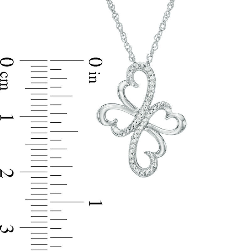 0.07 CT. T.W. Natural Diamond Heart Cross Pendant in Sterling Silver