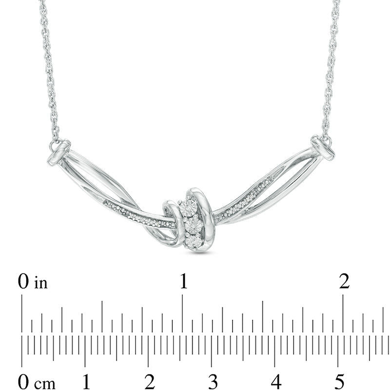 Natural Diamond Accent Twist Knot Necklace in Sterling Silver