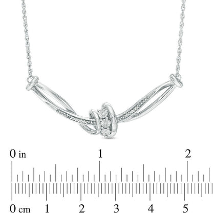 Natural Diamond Accent Twist Knot Necklace in Sterling Silver