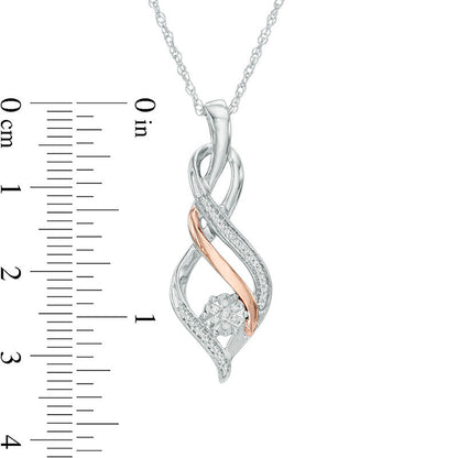 Natural Diamond Accent Infinity Twist Pendant in Sterling Silver and 10K Rose Gold