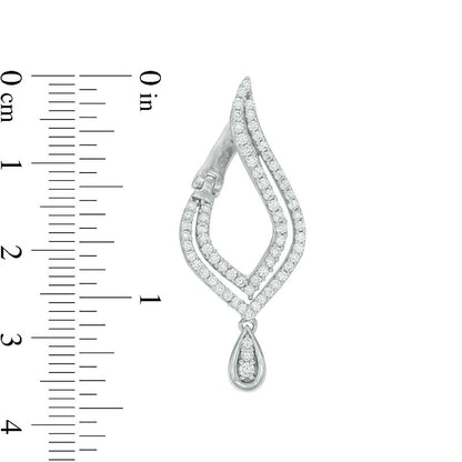 1 CT. T.W. Diamond Flame Drop Earrings in 10K White Gold