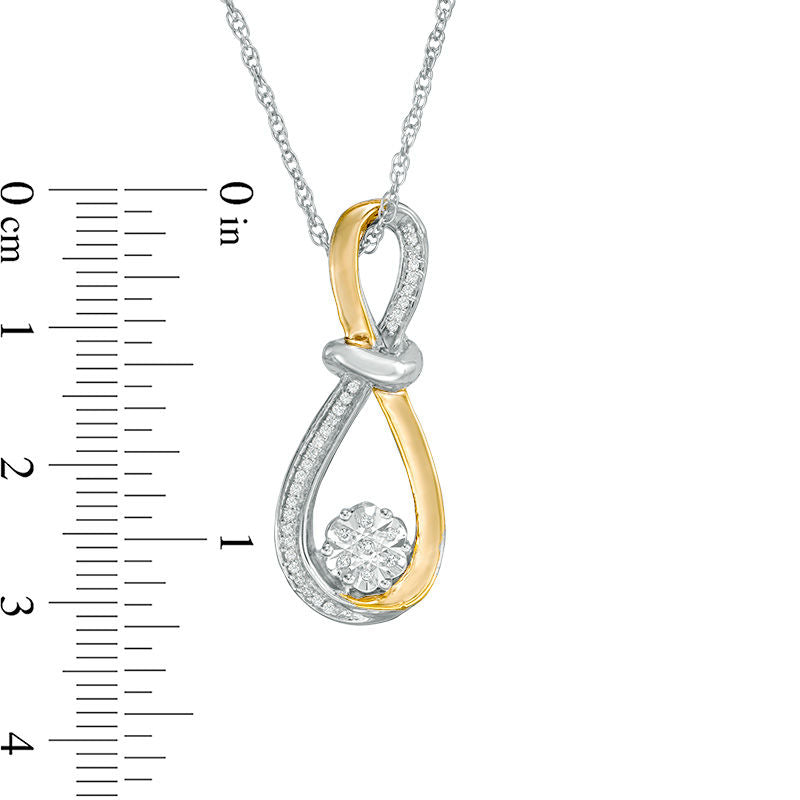 Natural Diamond Accent Flower Composite Infinity Pendant in Sterling Silver and 10K Yellow Gold