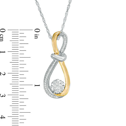 Natural Diamond Accent Flower Composite Infinity Pendant in Sterling Silver and 10K Yellow Gold