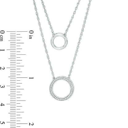 0.1 CT. T.W. Natural Diamond Two Circle Double Strand Necklace in Sterling Silver - 20"