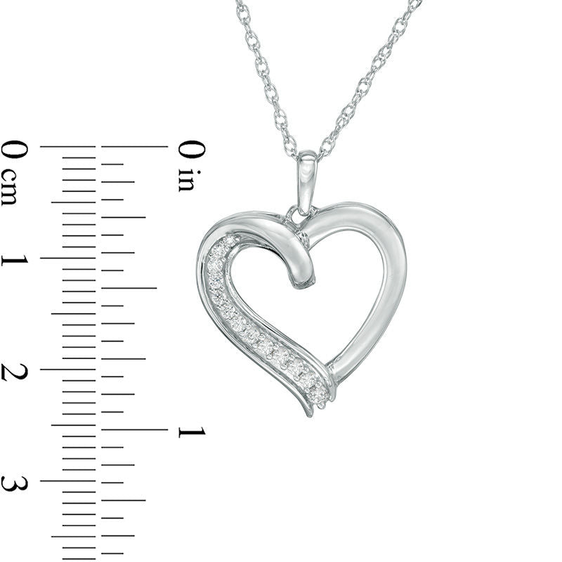 0.13 CT. T.W. Natural Diamond Heart Pendant in Sterling Silver