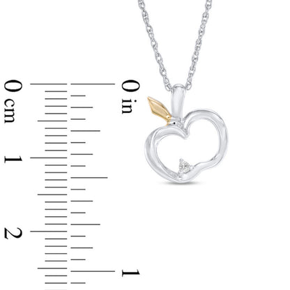 Natural Diamond Accent Apple Pendant in Sterling Silver and 10K Yellow Gold