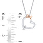 Natural Diamond Accent Tilted Heart with Bow Pendant in Sterling Silver and 10K Rose Gold
