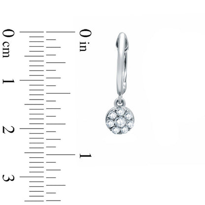 0.25 CT. T.W. Diamond Flower Drop Hoop Earrings in 10K White Gold