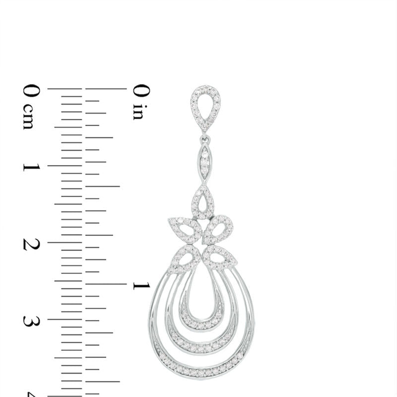 0.5 CT. T.W. Diamond Cascading Teardrop Earrings in 10K White Gold