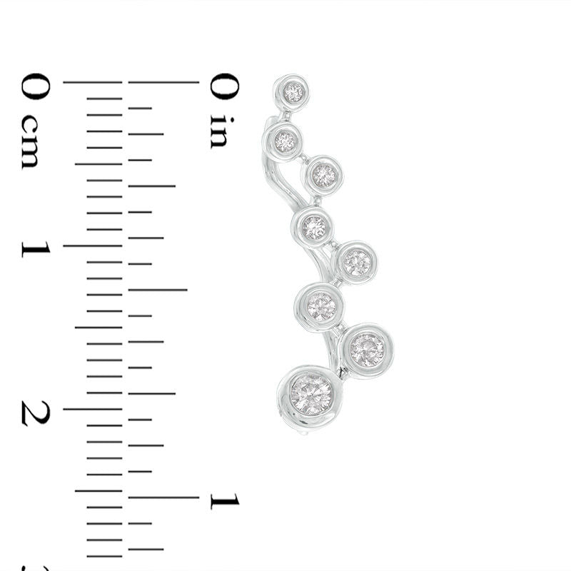 0.33 CT. T.W. Diamond Bezel-Set Zig-Zag Crawler Earrings in 10K White Gold