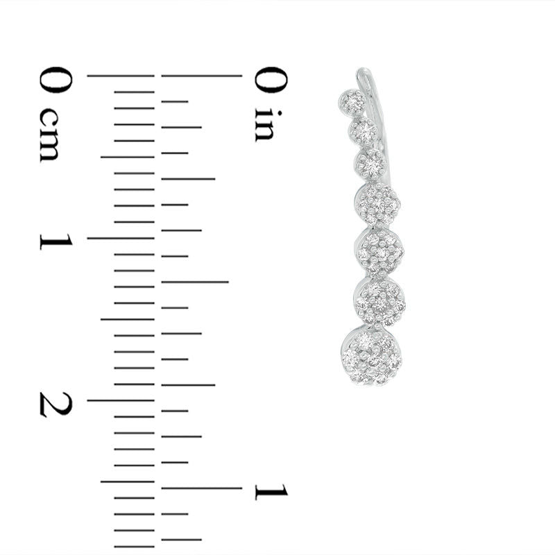 0.25 CT. T.W. Composite Diamond Tapered Circles Crawler Earrings in 10K White Gold