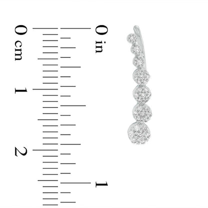 0.25 CT. T.W. Composite Diamond Tapered Circles Crawler Earrings in 10K White Gold
