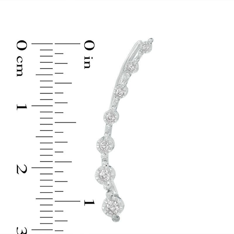 0.25 CT. T.W. Diamond Station Crawler Earrings in 10K White Gold