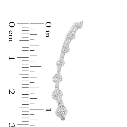 0.25 CT. T.W. Diamond Station Crawler Earrings in 10K White Gold