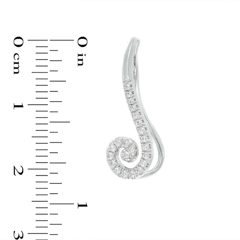 0.25 CT. T.W. Diamond Scroll Crawler Earrings in 10K White Gold