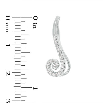 0.25 CT. T.W. Diamond Scroll Crawler Earrings in 10K White Gold