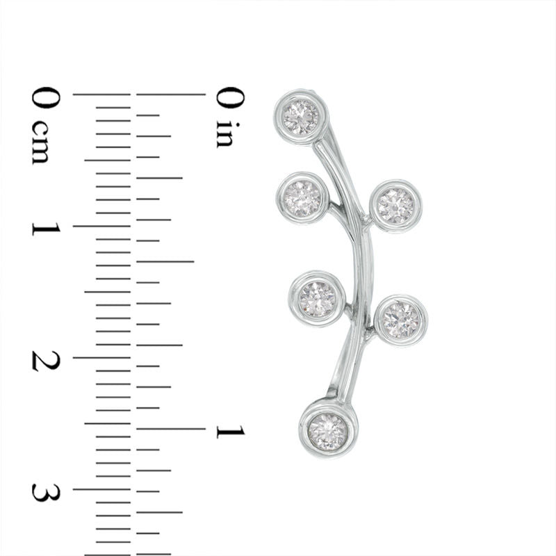 1 CT. T.W. Diamond Bezel-Set Branch Crawler Earrings in 10K White Gold