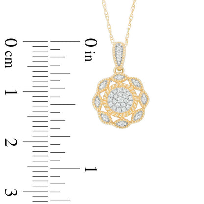 0.1 CT. T.W. Composite Natural Diamond Scallop Frame Pendant in 10K Yellow Gold