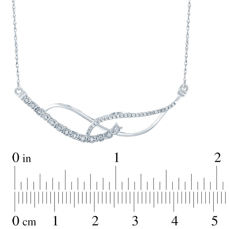 0.1 CT. T.W. Natural Diamond Crossover Necklace in Sterling Silver