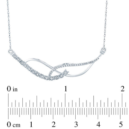 0.1 CT. T.W. Natural Diamond Crossover Necklace in Sterling Silver