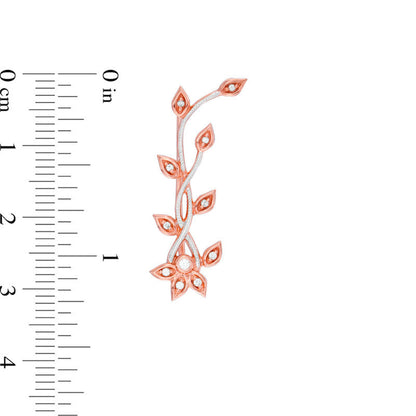 0.13 CT. T.W. Diamond Vine Crawler Earrings in 10K Rose Gold