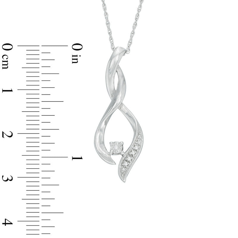 Natural Diamond Accent Twist Flame Pendant in Sterling Silver