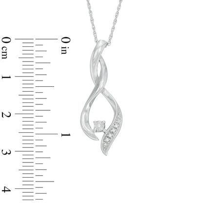 Natural Diamond Accent Twist Flame Pendant in Sterling Silver