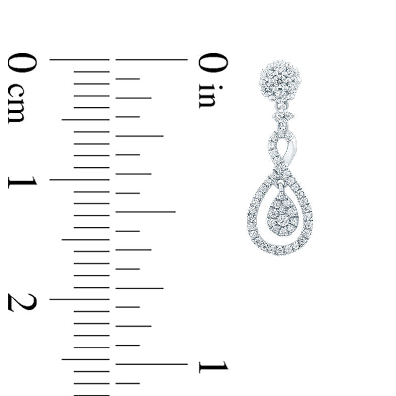 0.5 CT. T.W. Composite Diamond Infinity Loop Drop Earrings in 10K White Gold