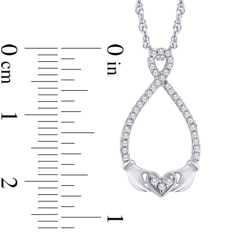 0.1 CT. T.W. Natural Diamond Claddagh Infinity Loop Pendant in Sterling Silver