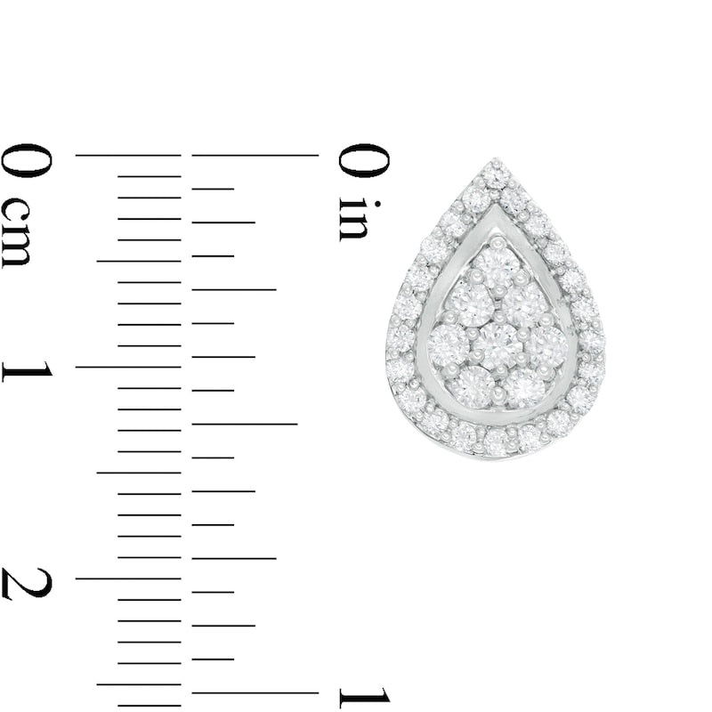 1 CT. T.W. Composite Diamond Teardrop Frame Stud Earrings in 10K White Gold