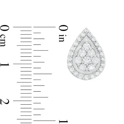 1 CT. T.W. Composite Diamond Teardrop Frame Stud Earrings in 10K White Gold