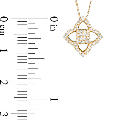 0.2 CT. T.W. Natural Diamond Lotus Pendant in 10K Yellow Gold