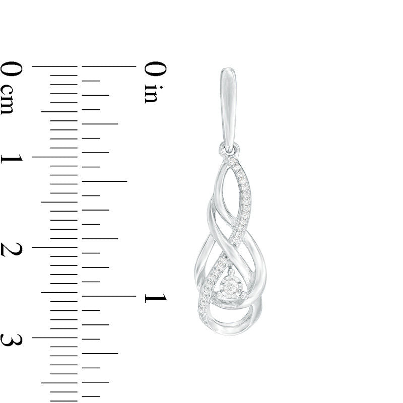 0.1 CT. T.W. Diamond Twist Flame Drop Earrings in Sterling Silver