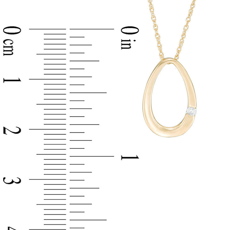 Natural Diamond Accent Oval Pendant in 10K Yellow Gold