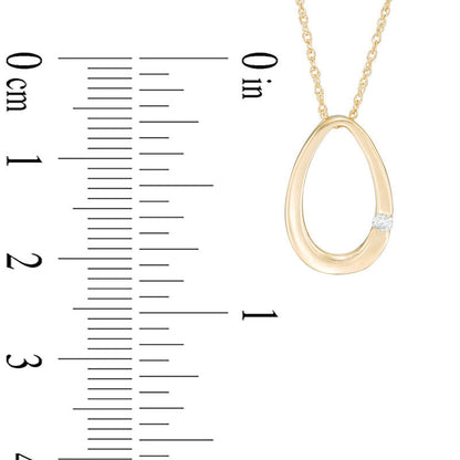Natural Diamond Accent Oval Pendant in 10K Yellow Gold