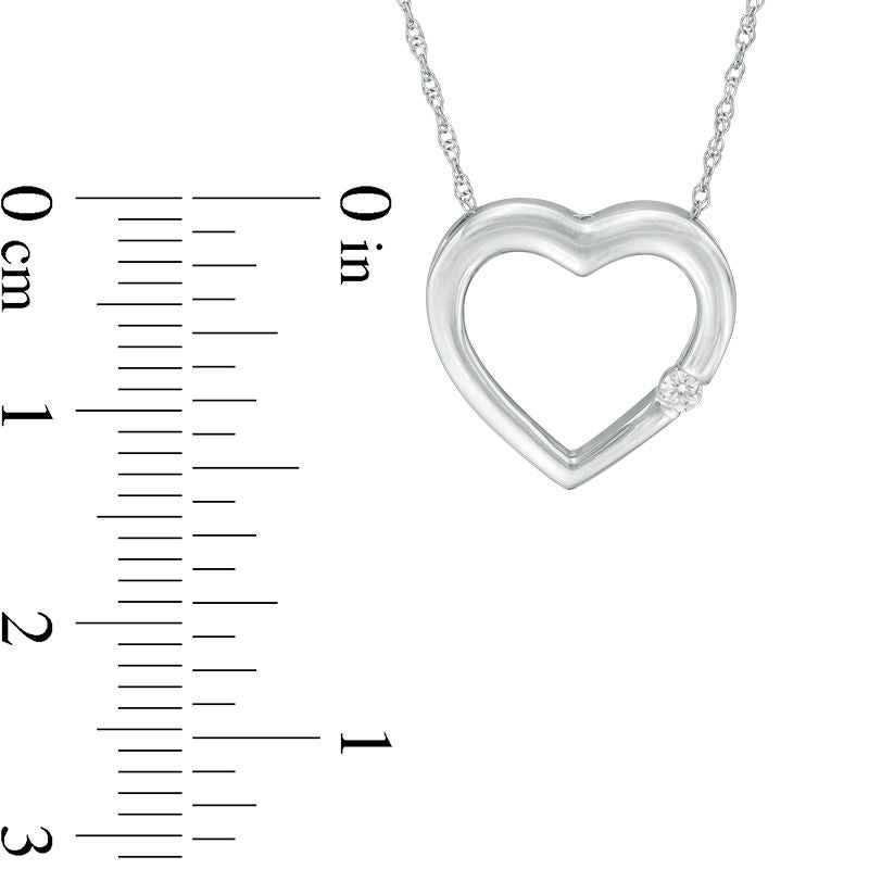 Natural Diamond Accent Heart Pendant in 10K White Gold
