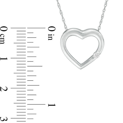 Natural Diamond Accent Heart Pendant in 10K White Gold