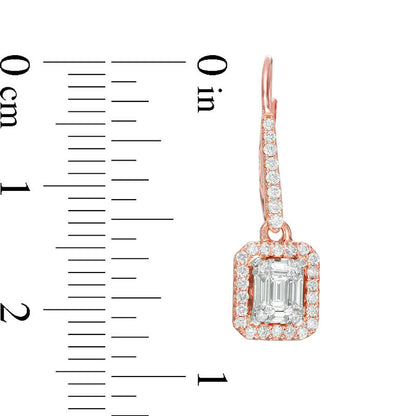 0.5 CT. T.W. Composite Baguette Diamond Rectangle Frame Drop Earrings in 14K Rose Gold