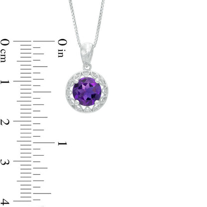 7.0mm Amethyst Frame Pendant in Sterling Silver