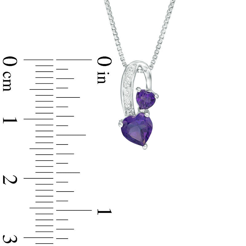 Heart-Shaped Amethyst and Natural Diamond Accent Pendant in Sterling Silver