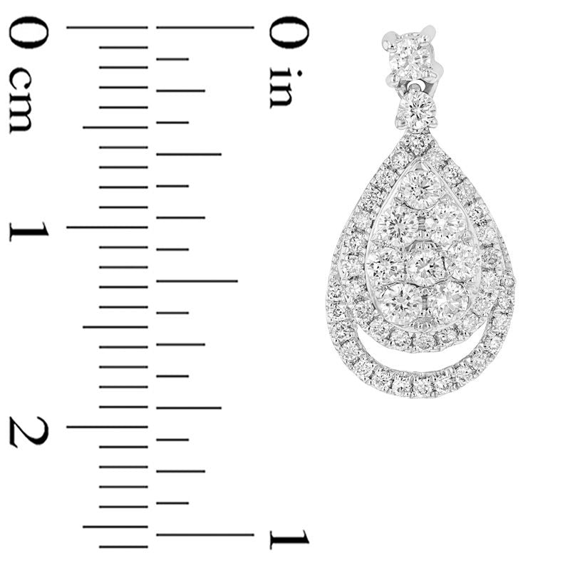 1.13 CT. T.W. Composite Diamond Teardrop Frame Earrings in 18K White Gold (H/SI1)