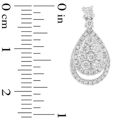 1.13 CT. T.W. Composite Diamond Teardrop Frame Earrings in 18K White Gold (H/SI1)
