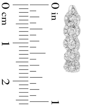 0.63 CT. T.W. Diamond Twist Frame Hoop Earrings in 18K White Gold (H/SI1)