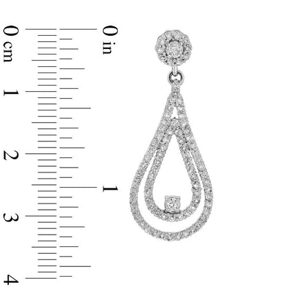1.5 CT. T.W. Diamond Double Teardrop Earrings in 14K White Gold