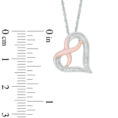 0.07 CT. T.W. Natural Diamond Infinity Heart Pendant in Sterling Silver and 10K Rose Gold