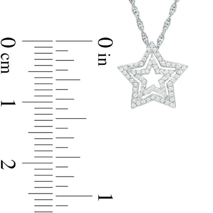 0.1 CT. T.W. Natural Diamond Double Star Pendant in Sterling Silver