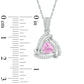 6.0mm Trillion-Cut Lab-Created Pink Sapphire and Diamond Accent Swirl Frame Pendant in Sterling Silver