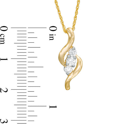 0.25 CT. T.W. Natural Diamond Three Stone "S" Curve Pendant in 10K Yellow Gold