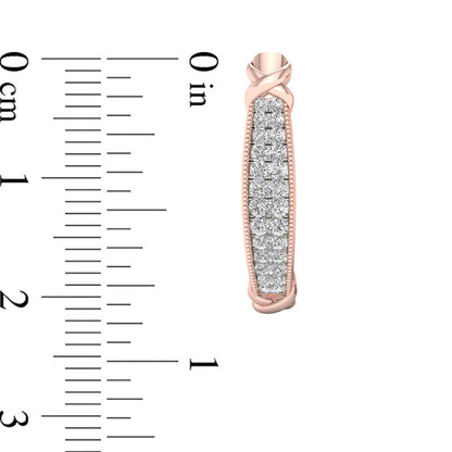 0.38 CT. T.W. Diamond Vintage-Style Two Row J-Hoop Earrings in 10K Rose Gold