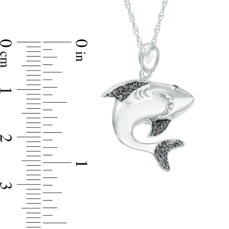 0.13 CT. T.W. Enhanced Black Natural Diamond Shark Pendant in Sterling Silver
